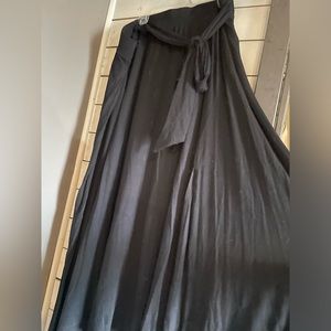 Faux Wrap Black Maxi Skirt